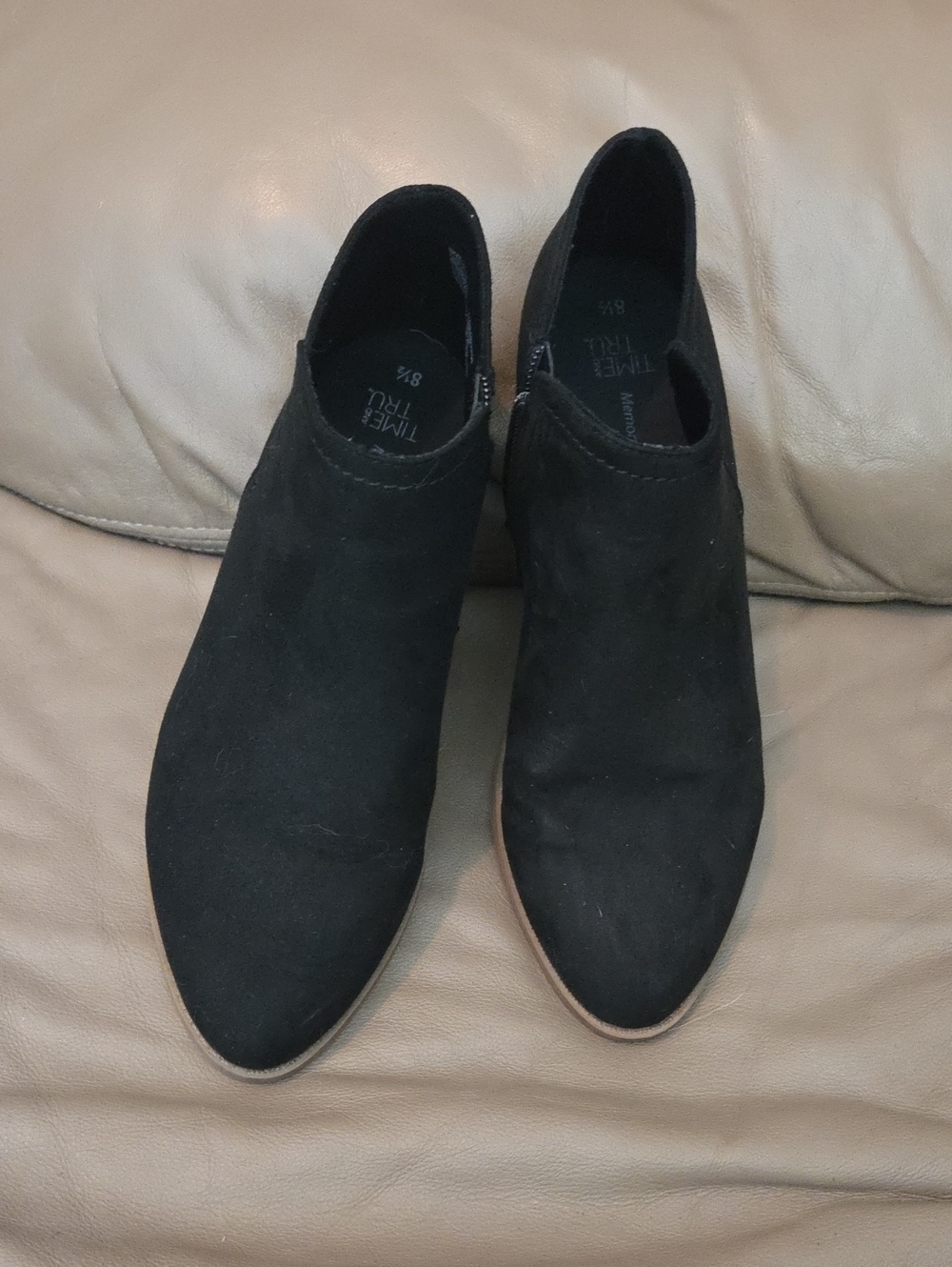 Time and Tru Black Suede Ankle Booties